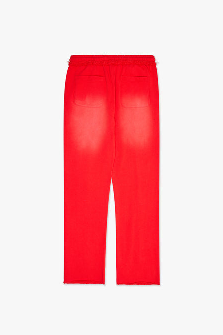 "STAMP" RED FRENCH TERRY STRAIGHT PANT