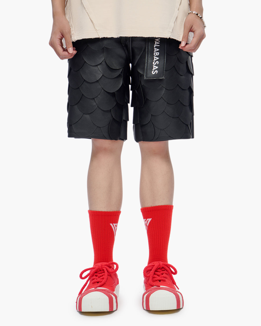 Dragon Scales Leather Shorts Black