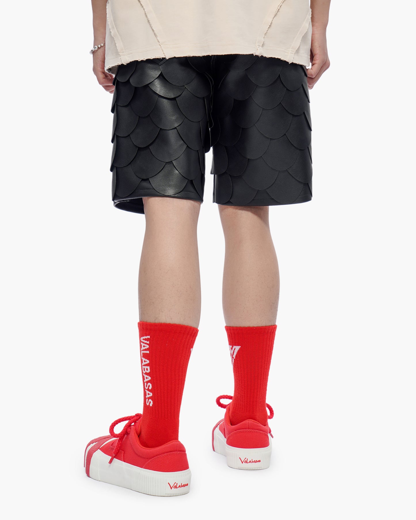 Dragon Scales Leather Shorts Black
