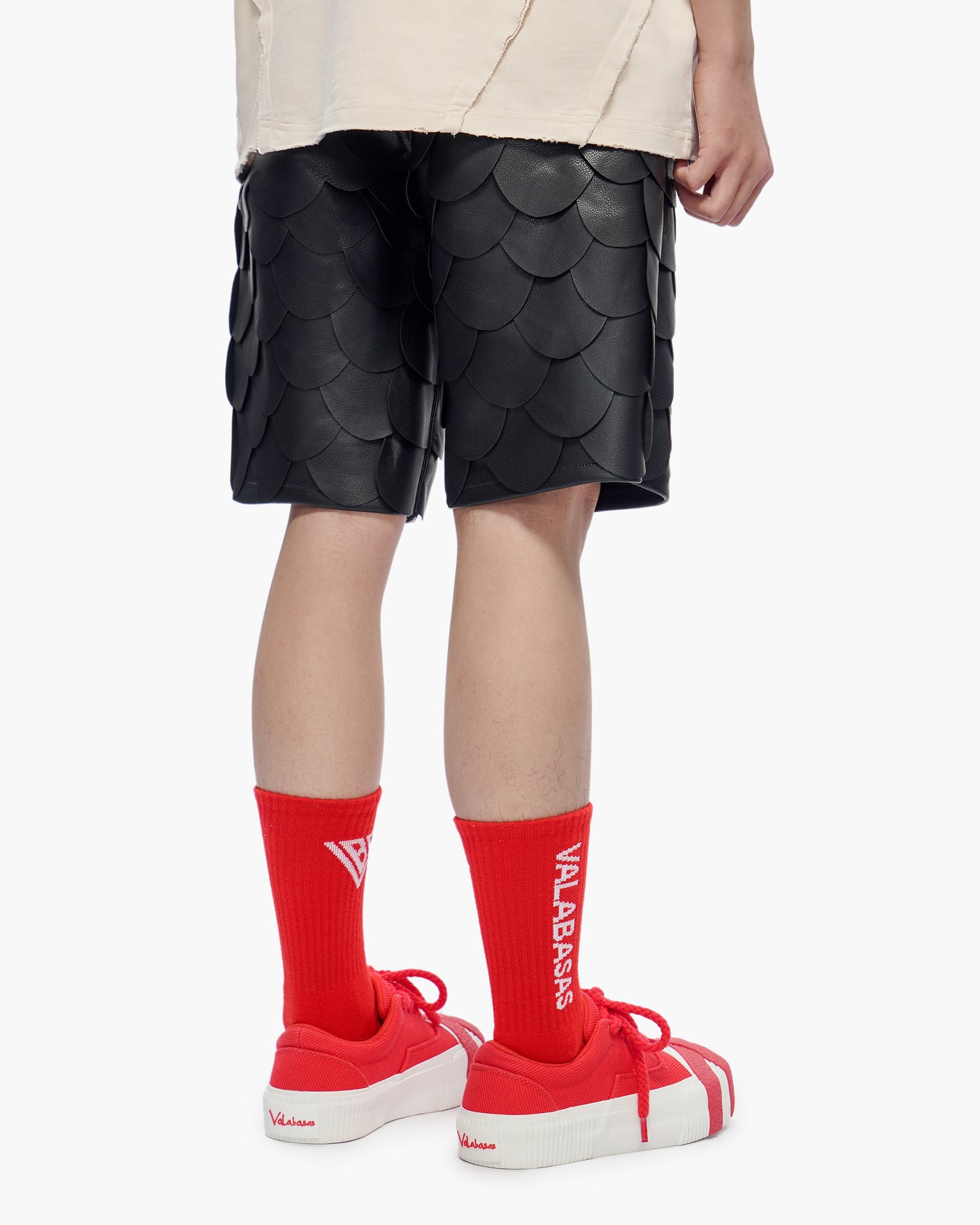 Dragon Scales Leather Shorts Black