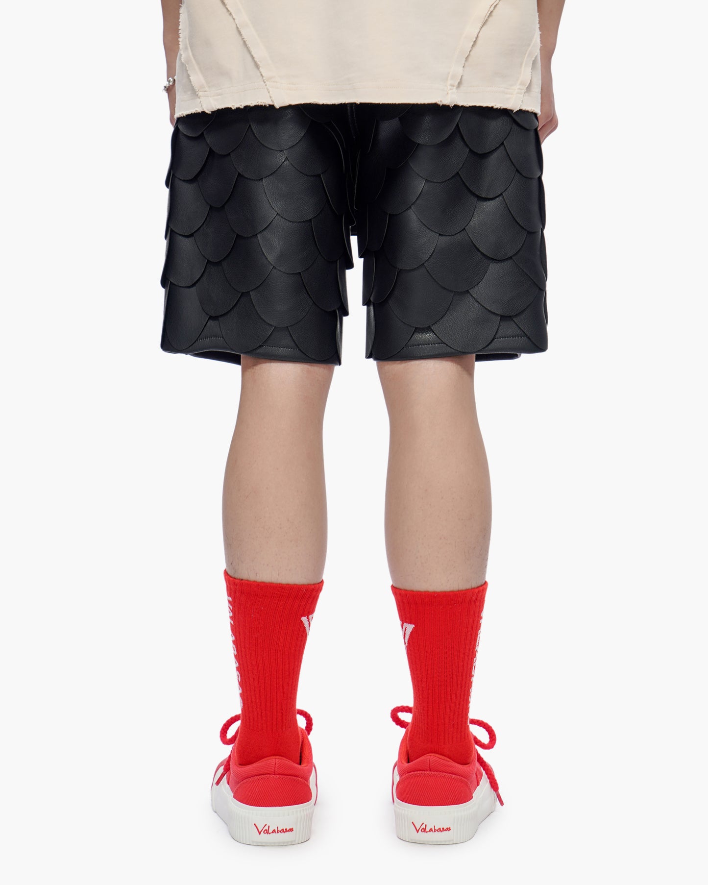 Dragon Scales Leather Shorts Black