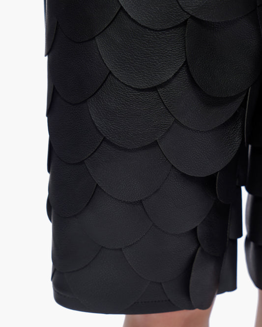 Dragon Scales Leather Shorts Black