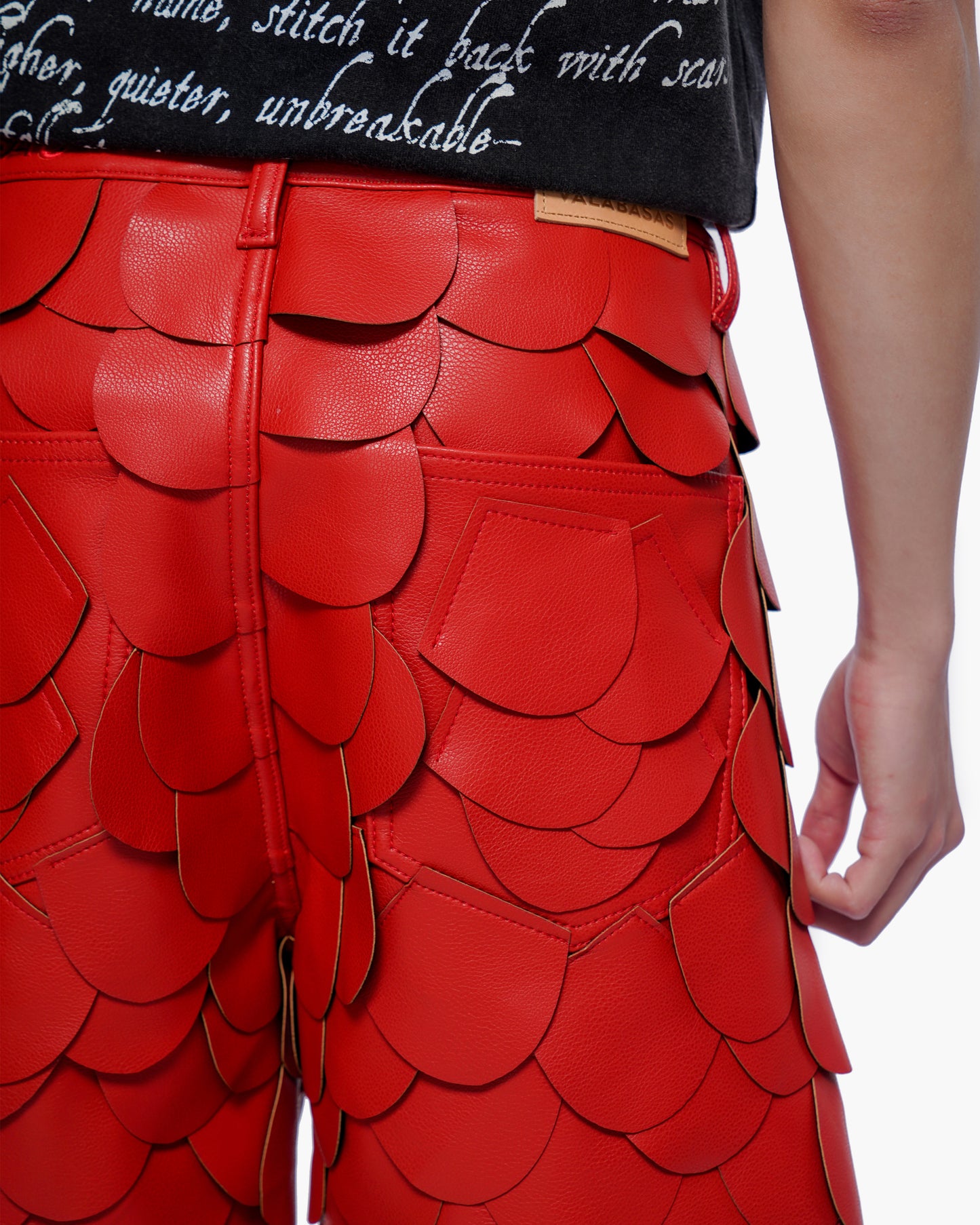 Dragon Scales Leather Shorts Red