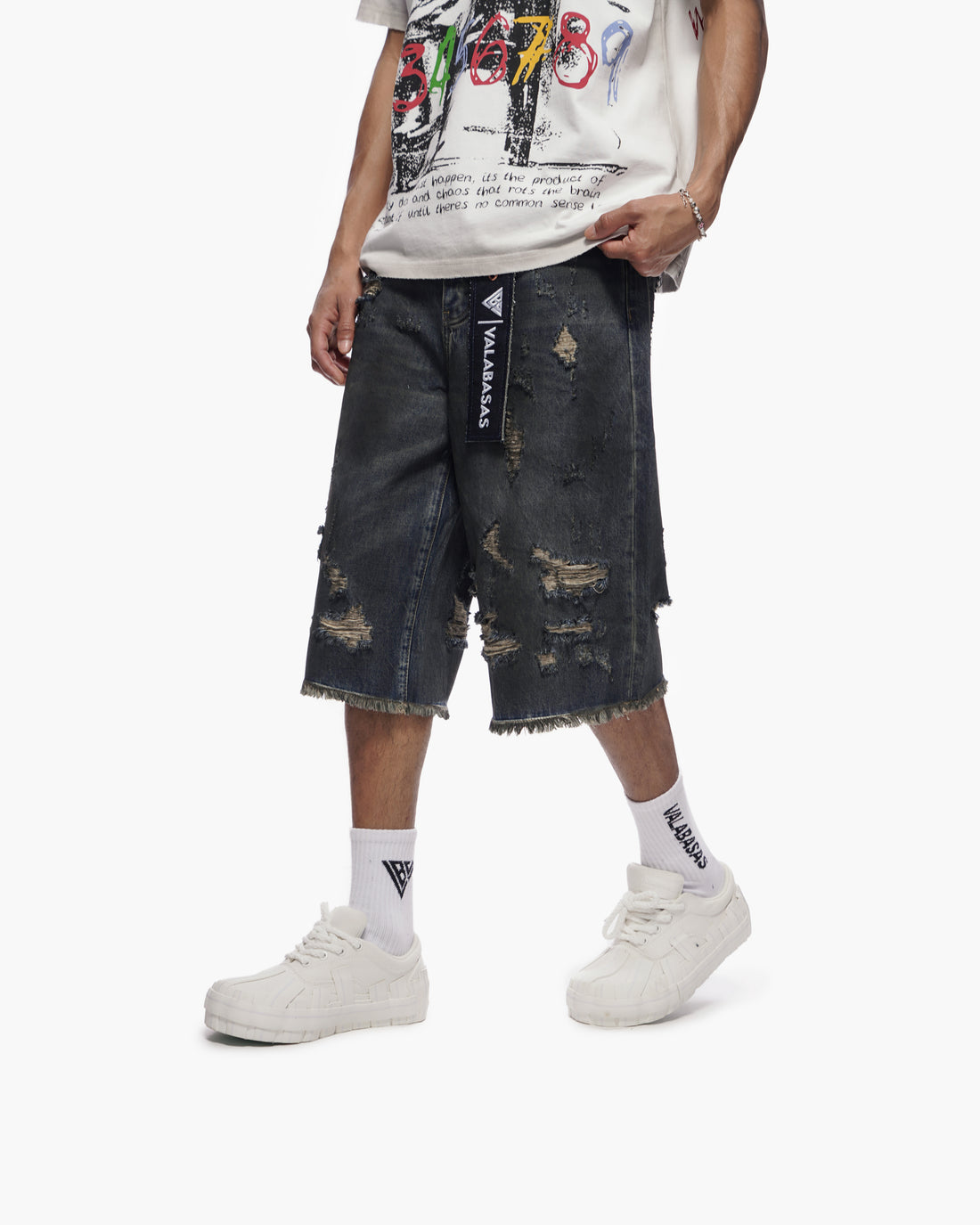 Snapped Dark Dirty Blue Jorts