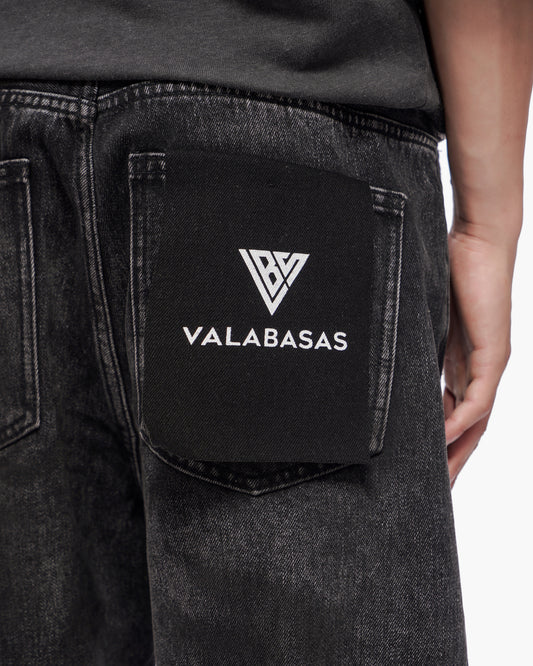 VALABASAS Wire Jorts Grey Wash back full-closeup view