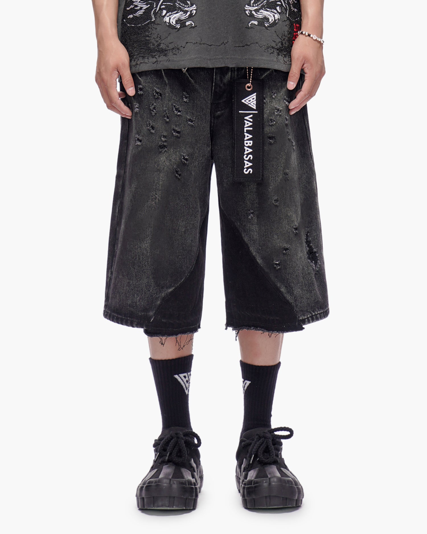 VALABASAS Wire Jorts Grey Wash front full-length view