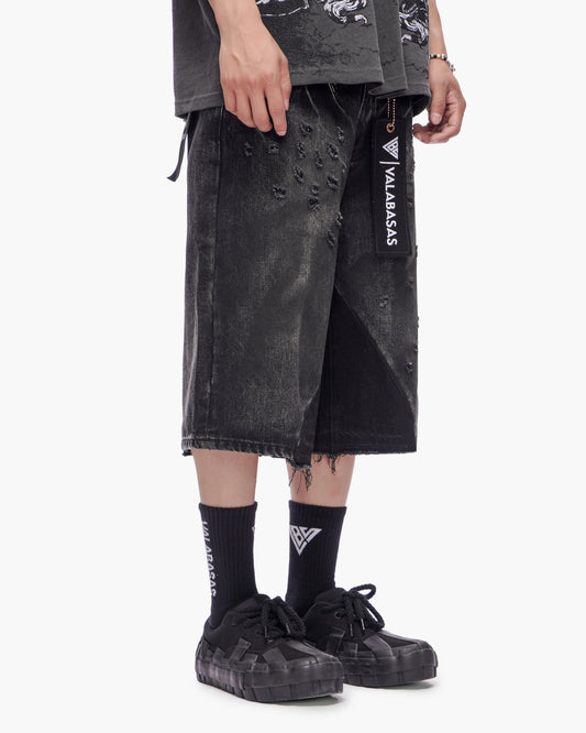 VALABASAS Wire Jorts Grey Wash front right full-length view