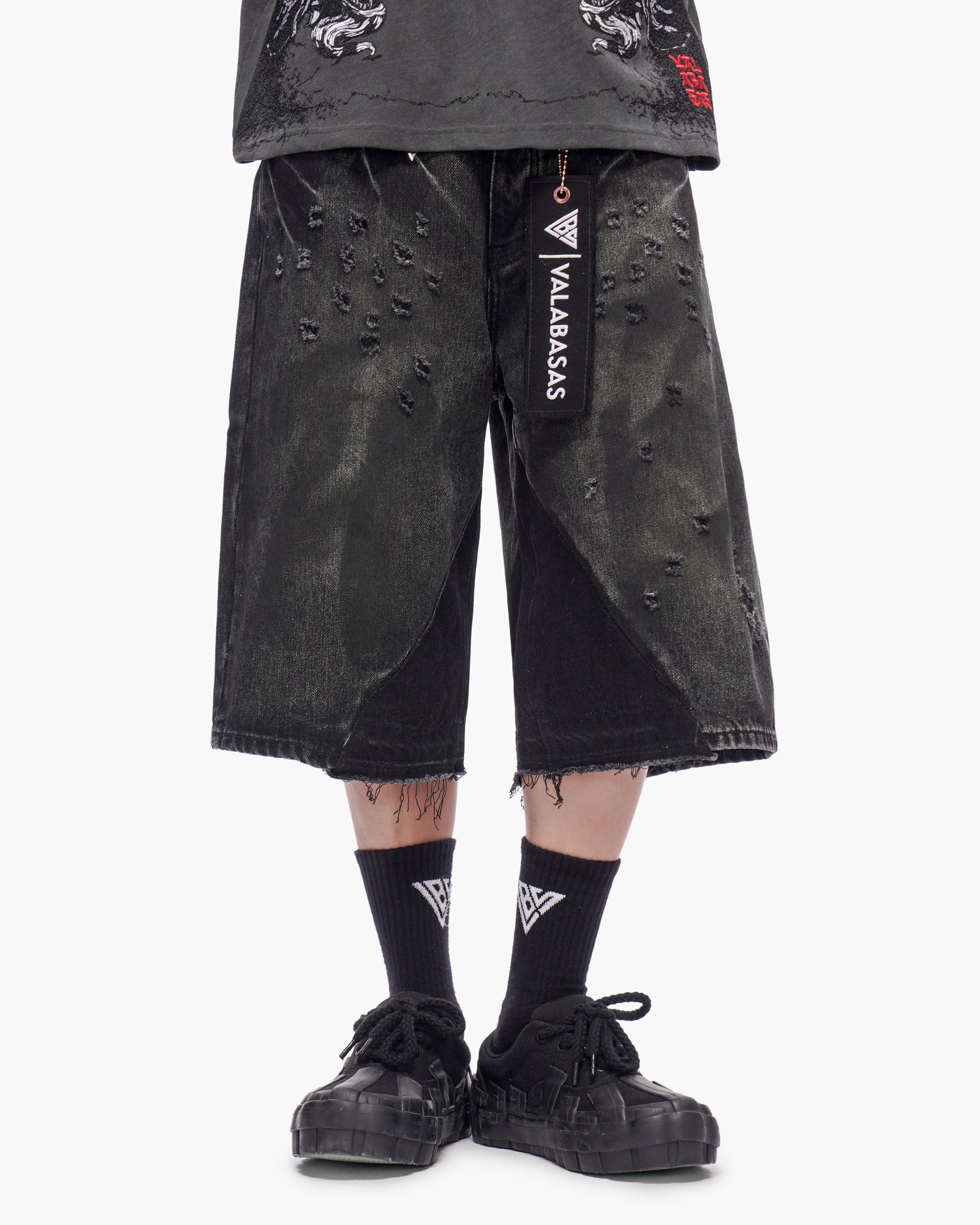VALABASAS Wire Jorts Grey Wash front style full-length view