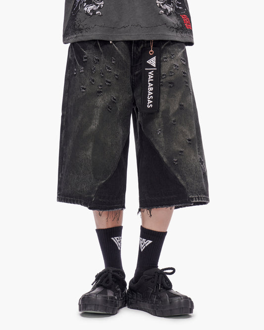 VALABASAS Wire Jorts Grey Wash front style full-length view
