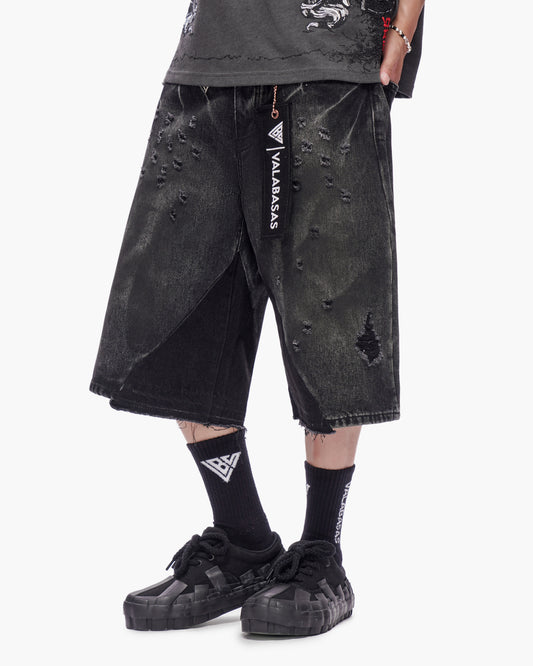 VALABASAS Wire Jorts Grey Wash front left style full-length view