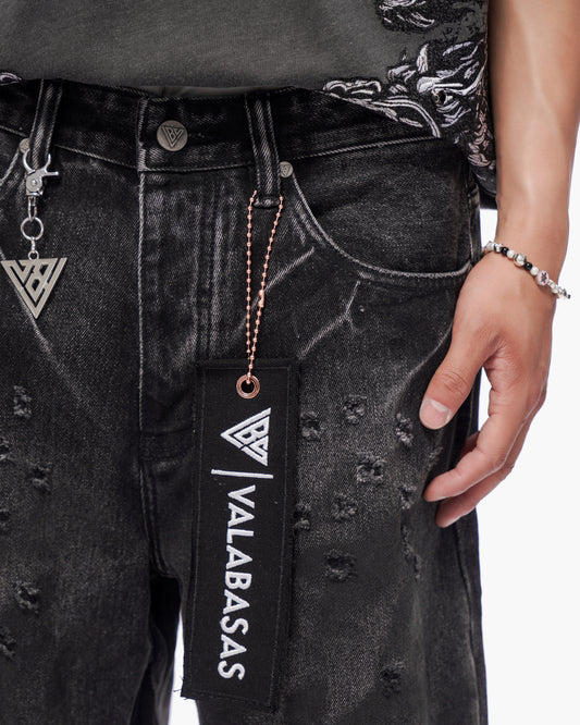 VALABASAS Wire Jorts Grey Wash front full-closeup view