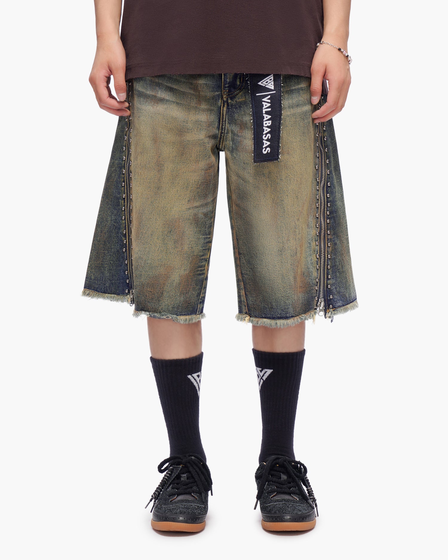 VALABASAS Chosen Jorts Dark Blue Vintage front full-length view