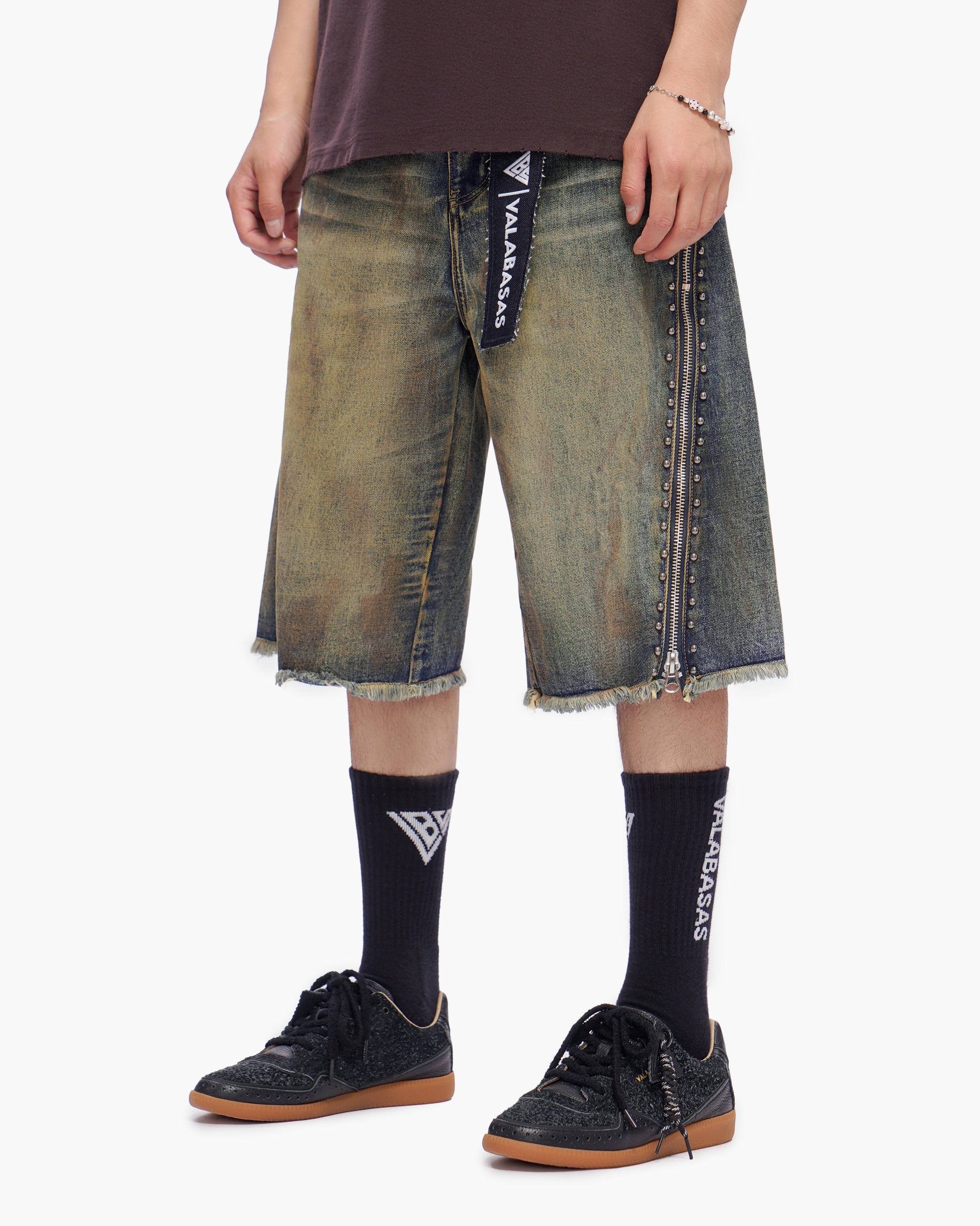 VALABASAS Chosen Jorts Dark Blue Vintage front left full-length view