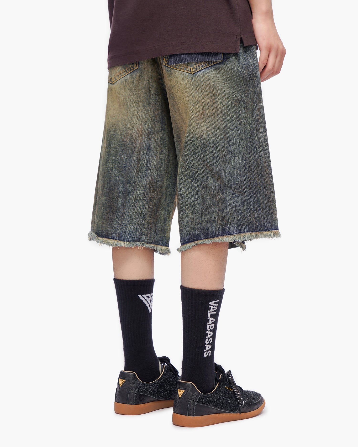 VALABASAS Chosen Jorts Dark Blue Vintage back right full-length view