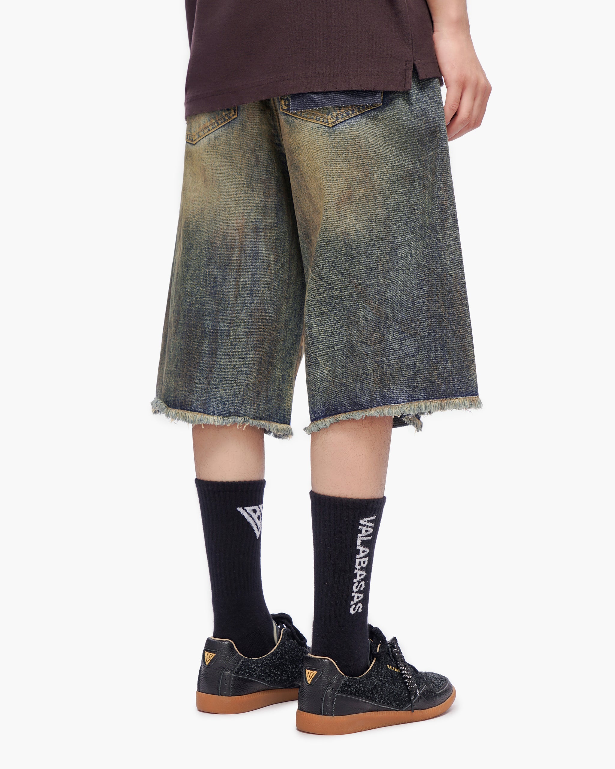 VALABASAS Chosen Jorts Dark Blue Vintage back right full-length view