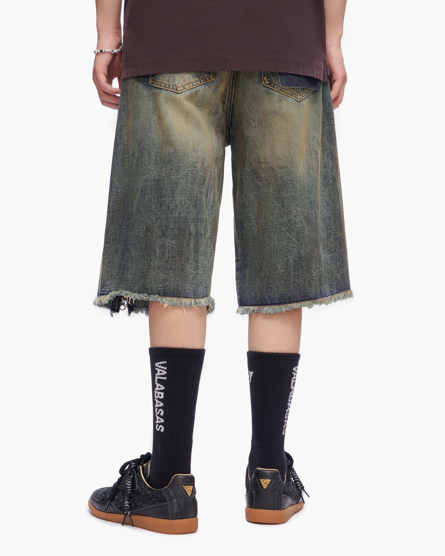 VALABASAS Chosen Jorts Dark Blue Vintage back left full-length view