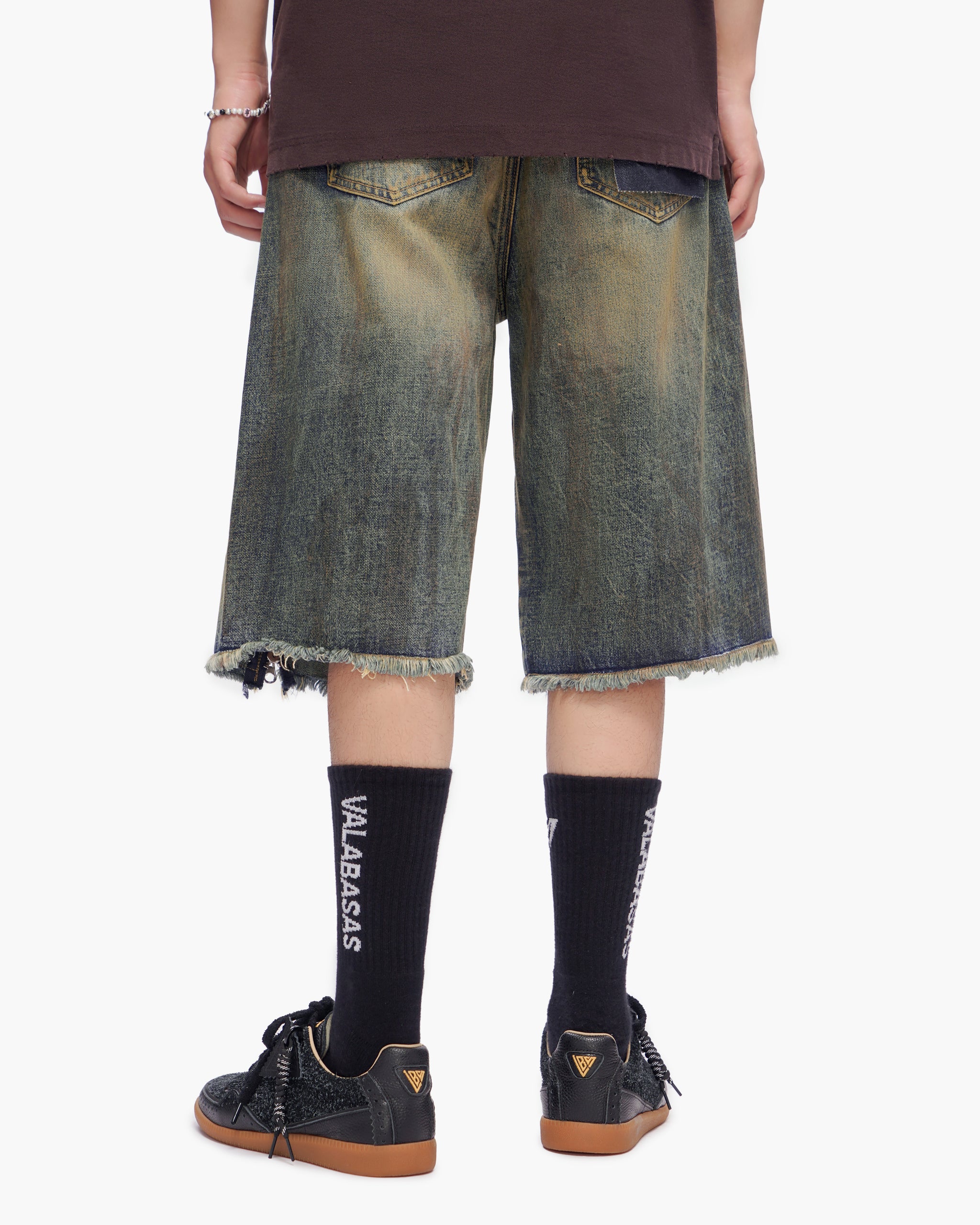 VALABASAS Chosen Jorts Dark Blue Vintage back left full-length view