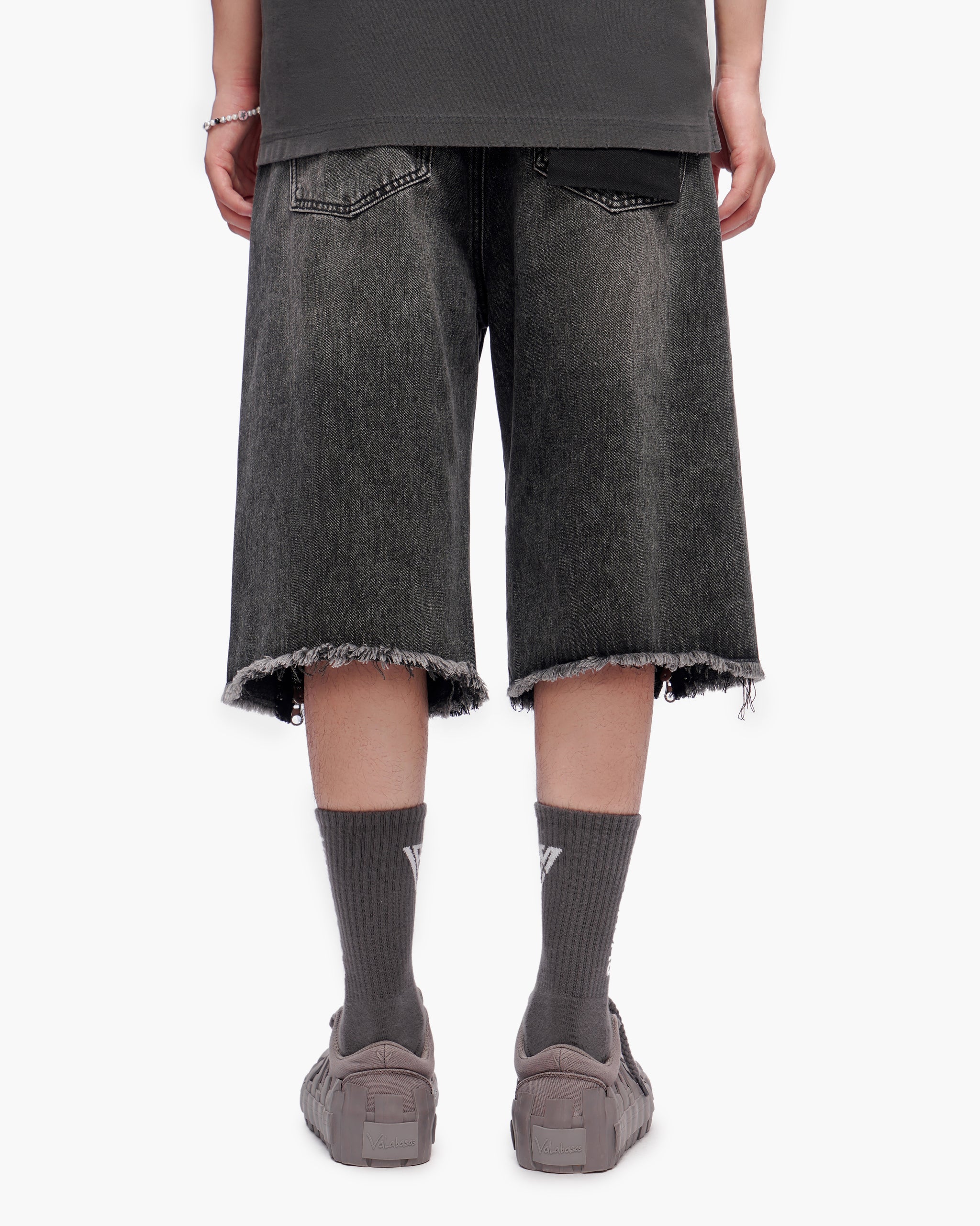 VALABASAS Chosen Jorts Grey Wash back full-length view