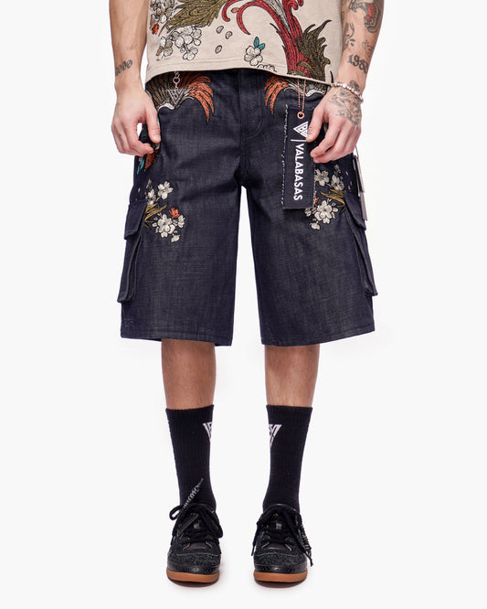 Graviku Baggy Cargo Jorts Indigo