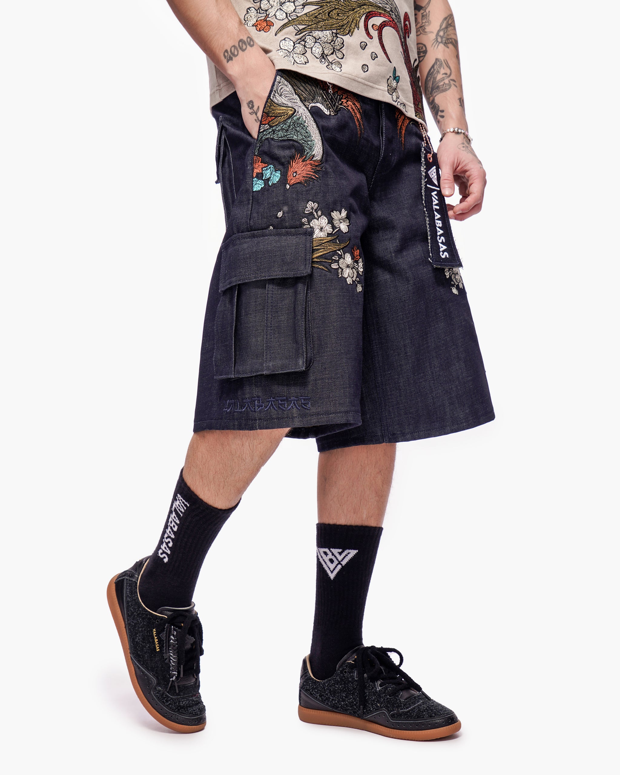 Graviku Baggy Cargo Jorts Indigo