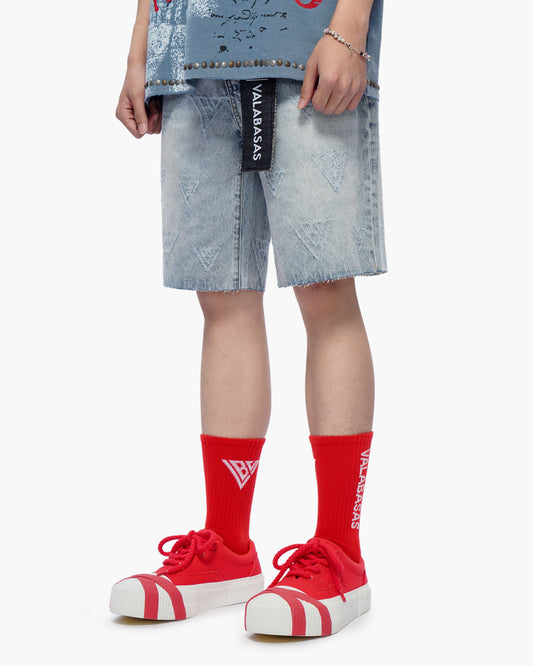 Mr. Engraved Shorts Light Wash