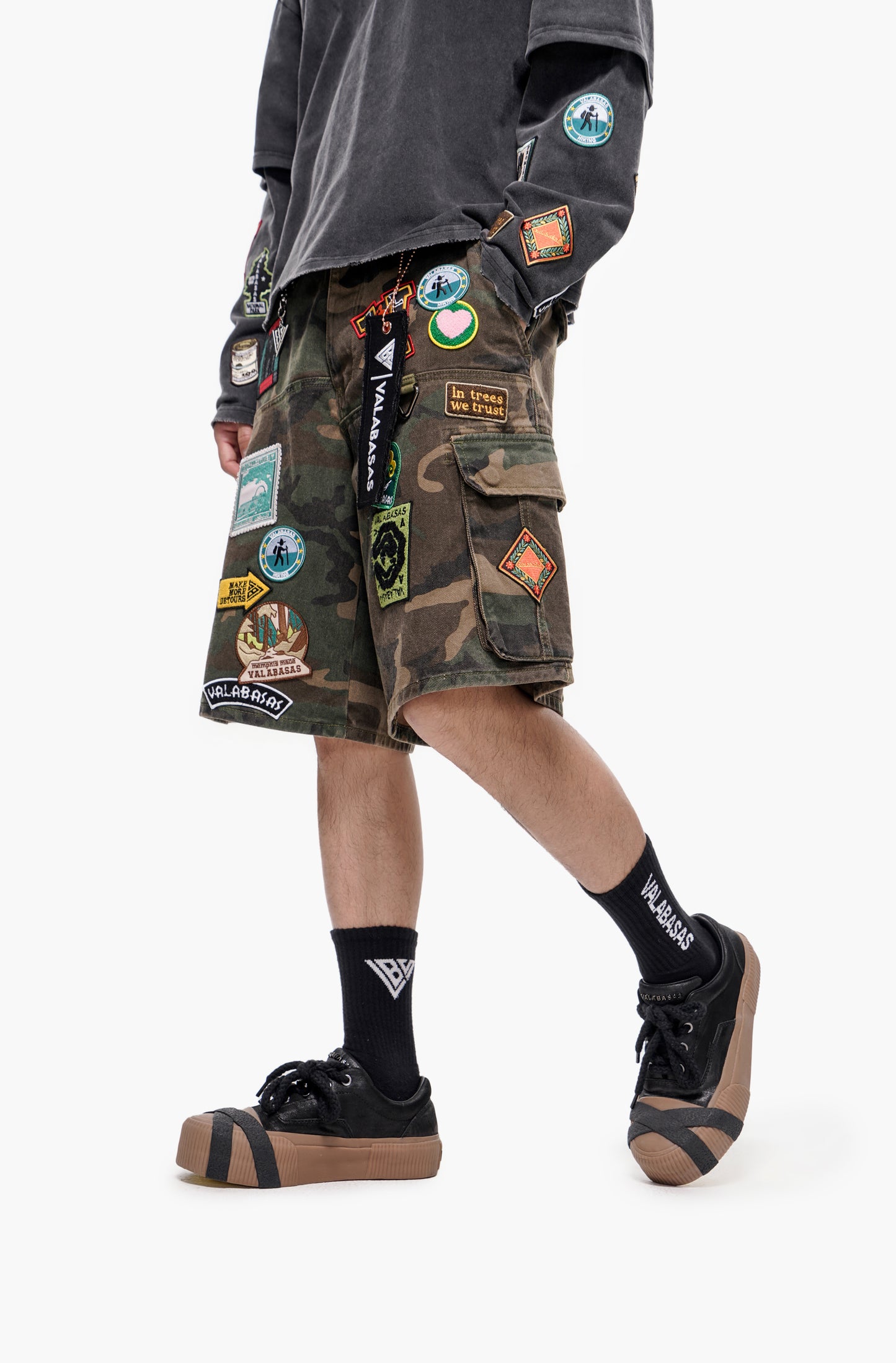 District Camo Denim Shorts