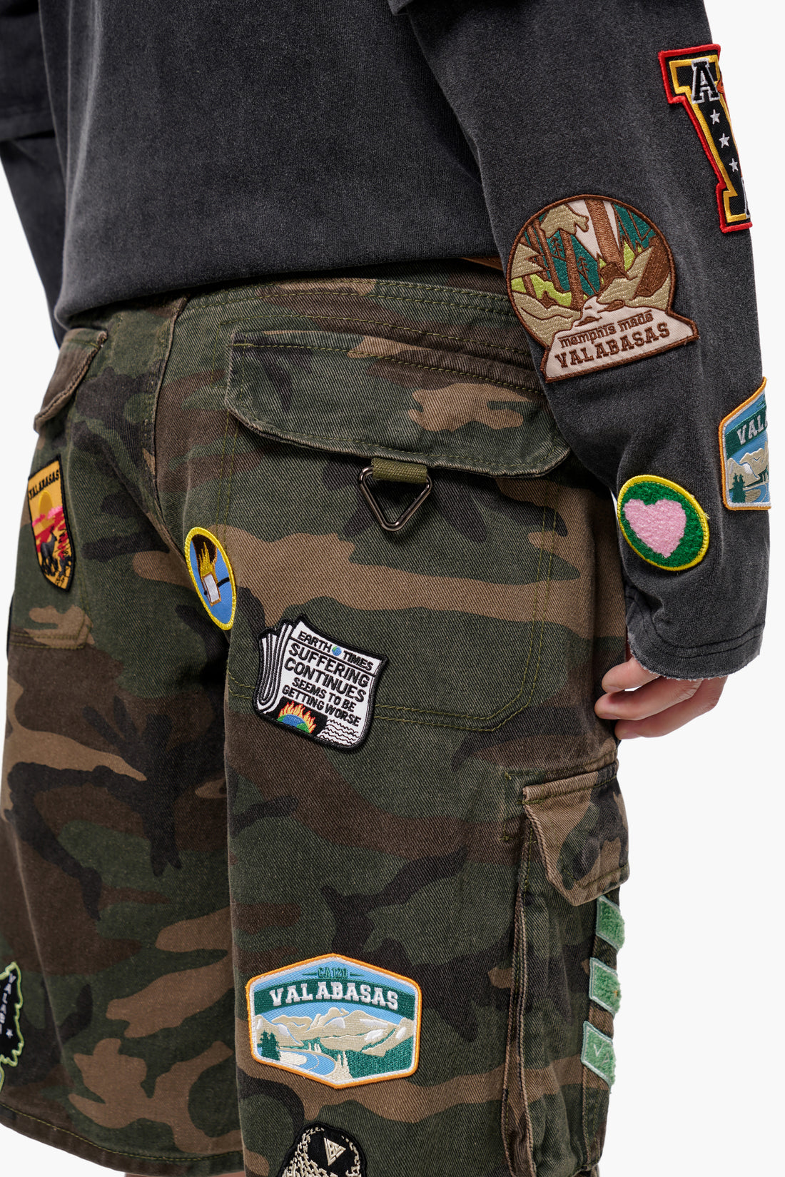 District Camo Denim Shorts