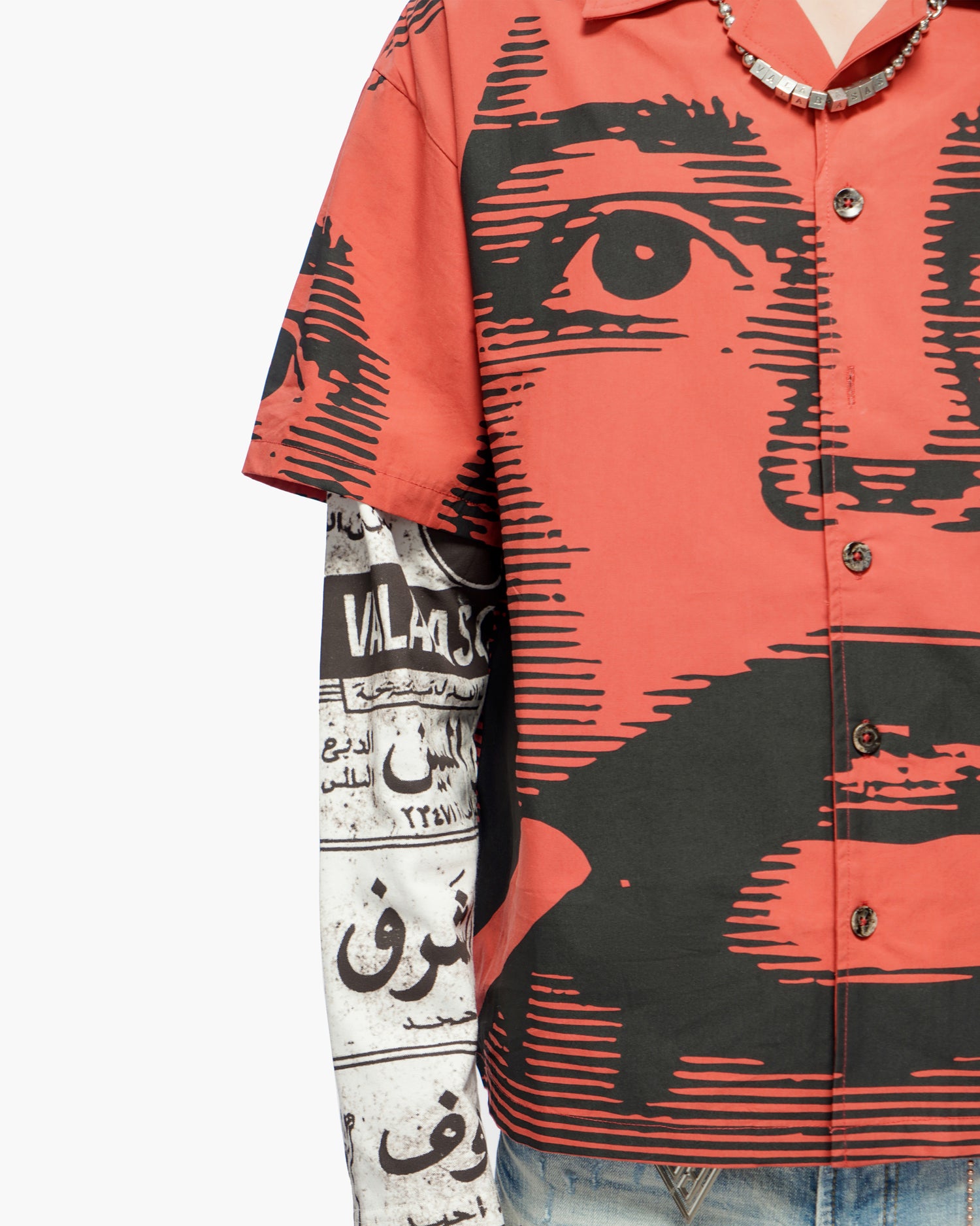 Death Note Red Layered Button Down Shirt