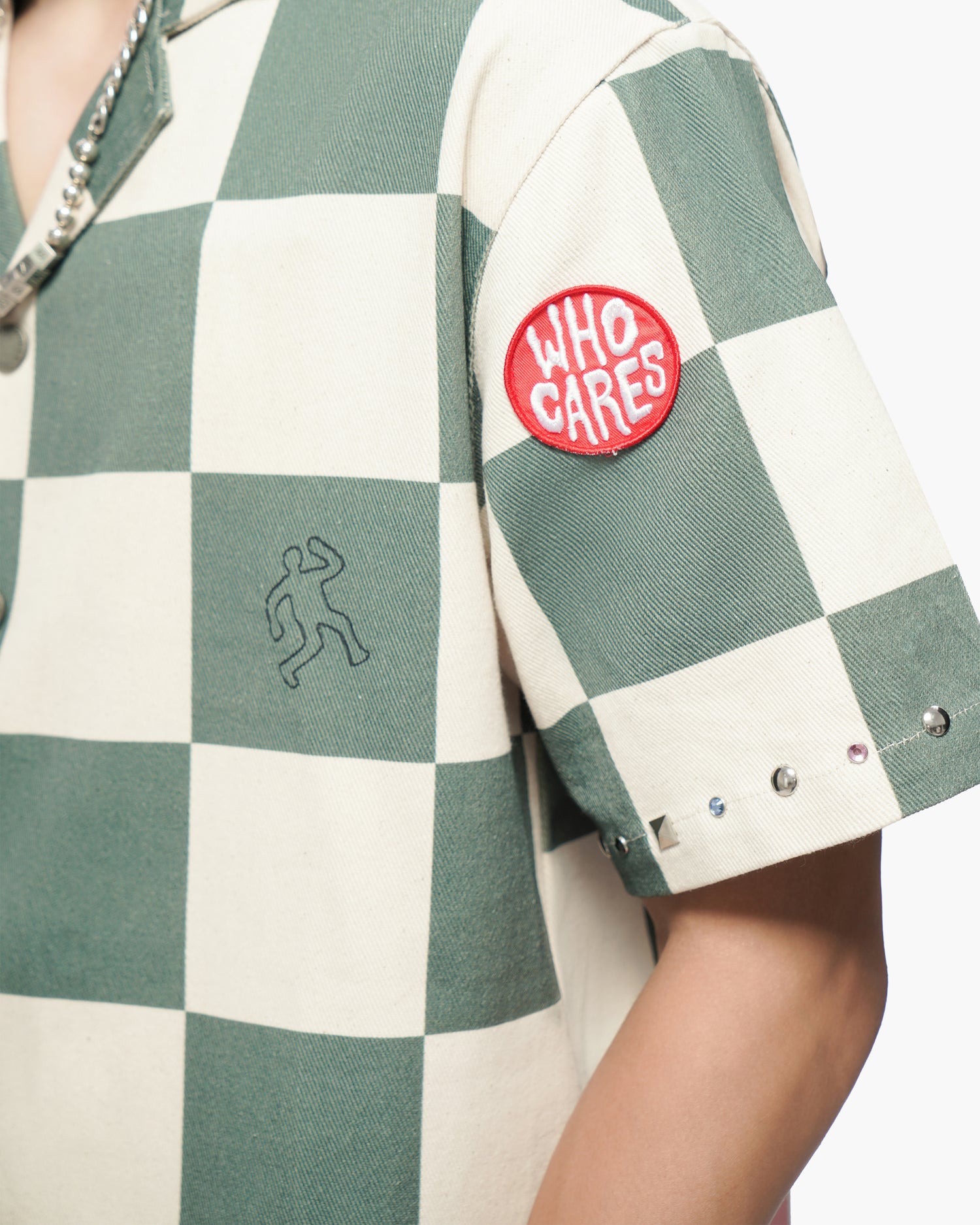Checkers Green Cream Button Down Shirt