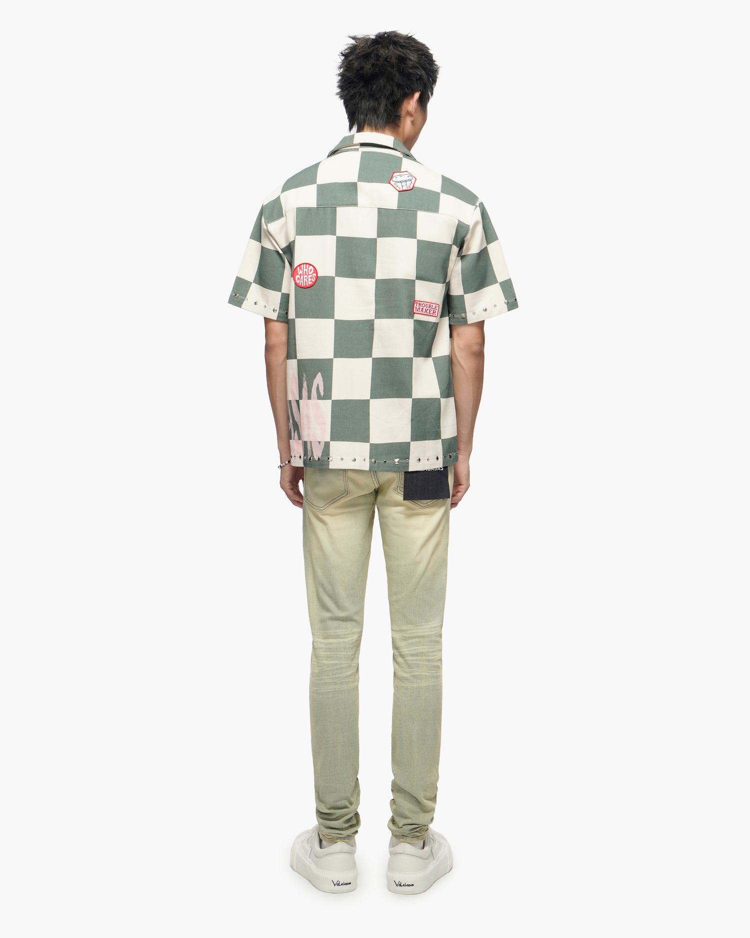 Checkers Green Cream Button Down Shirt