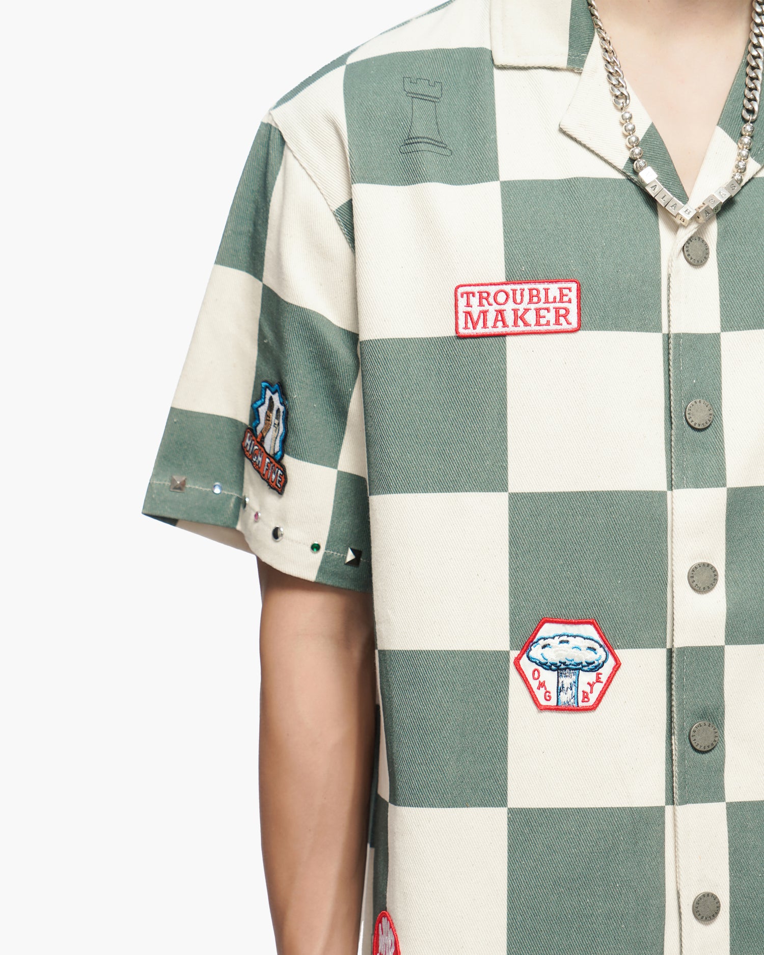 Checkers Green Cream Button Down Shirt
