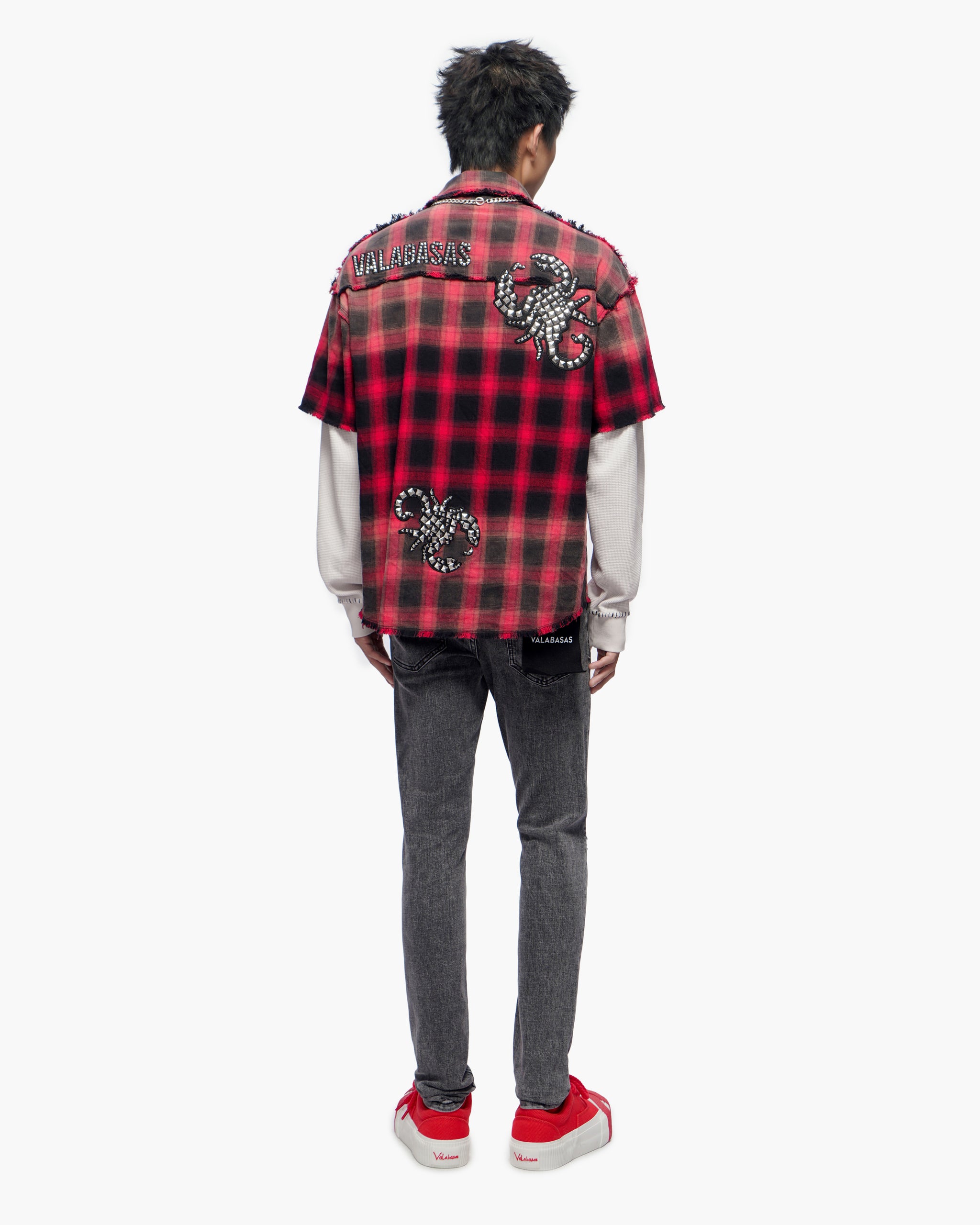 Lumberjack Layered Flannel Shirt Black Red