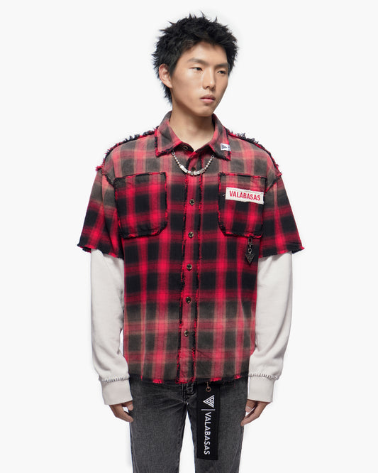 Lumberjack Layered Flannel Shirt Black Red