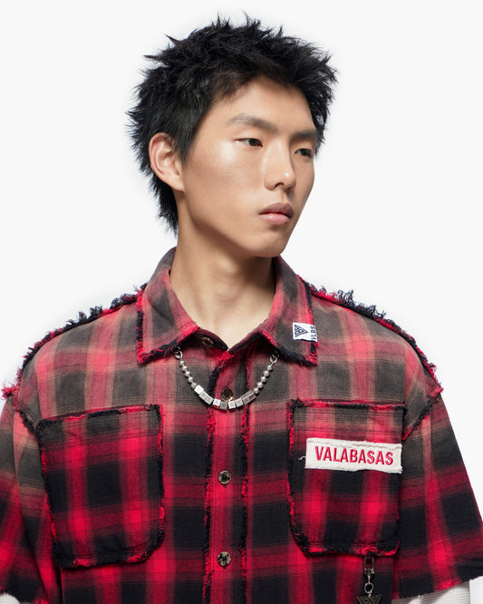 Lumberjack Layered Flannel Shirt Black Red