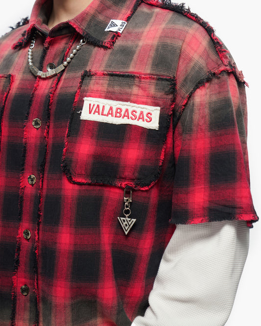 Lumberjack Layered Flannel Shirt Black Red