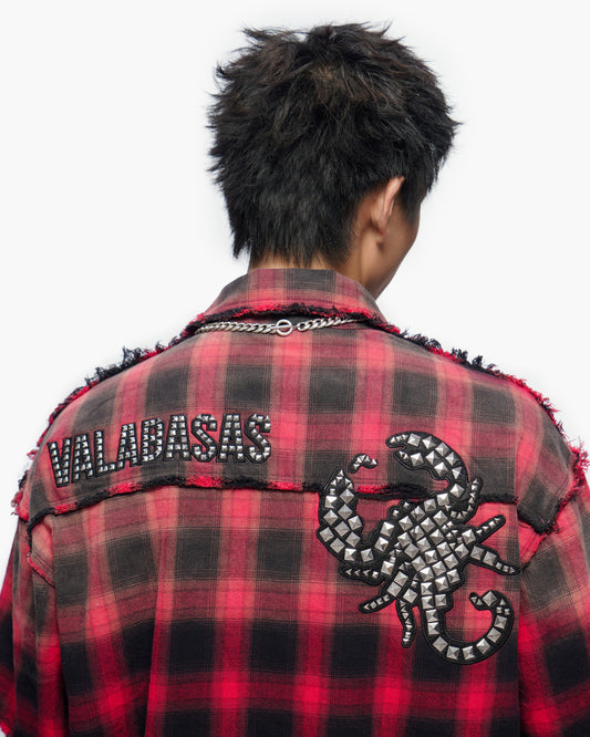 Lumberjack Layered Flannel Shirt Black Red