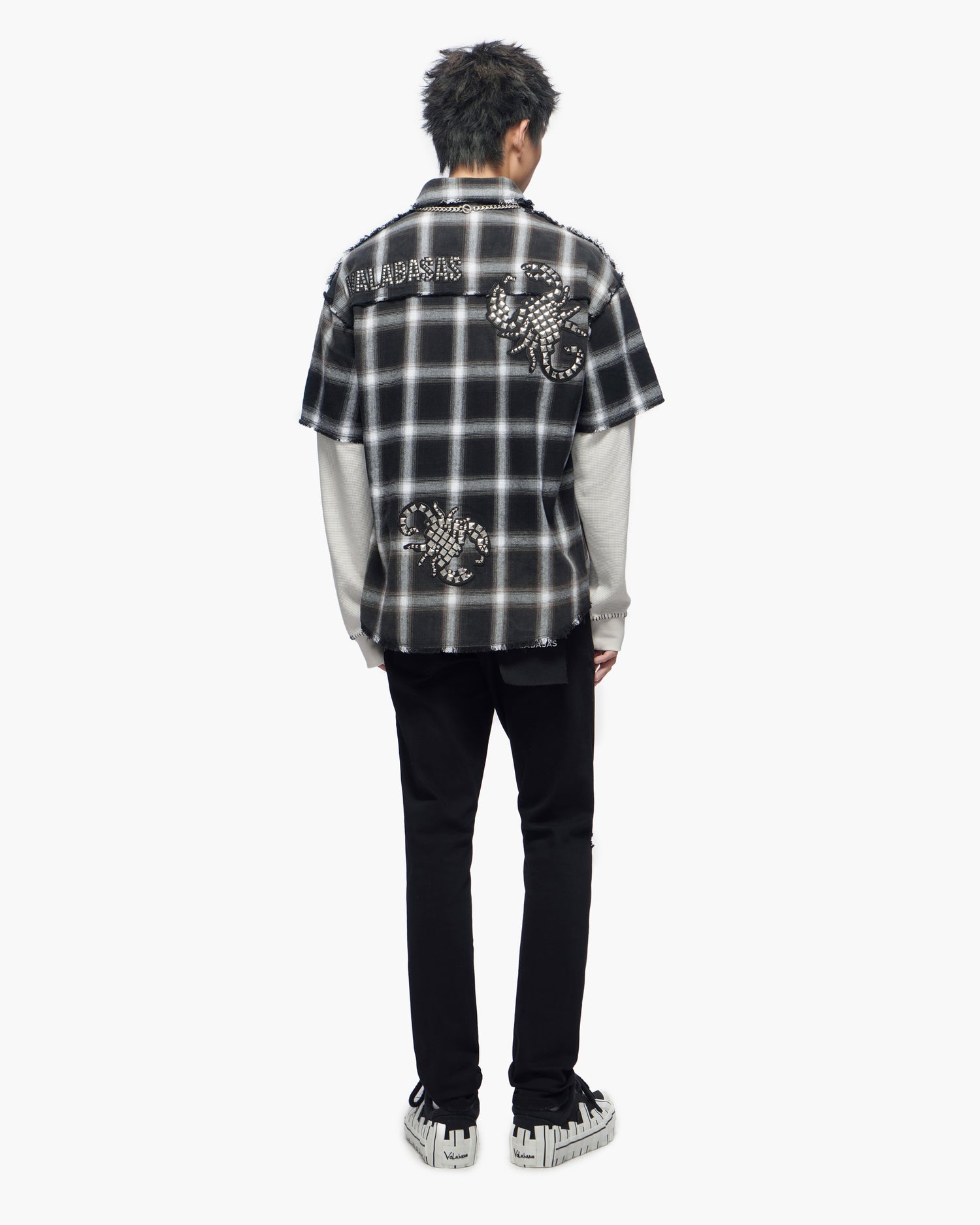 Lumberjack Layered Flannel Shirt Black White