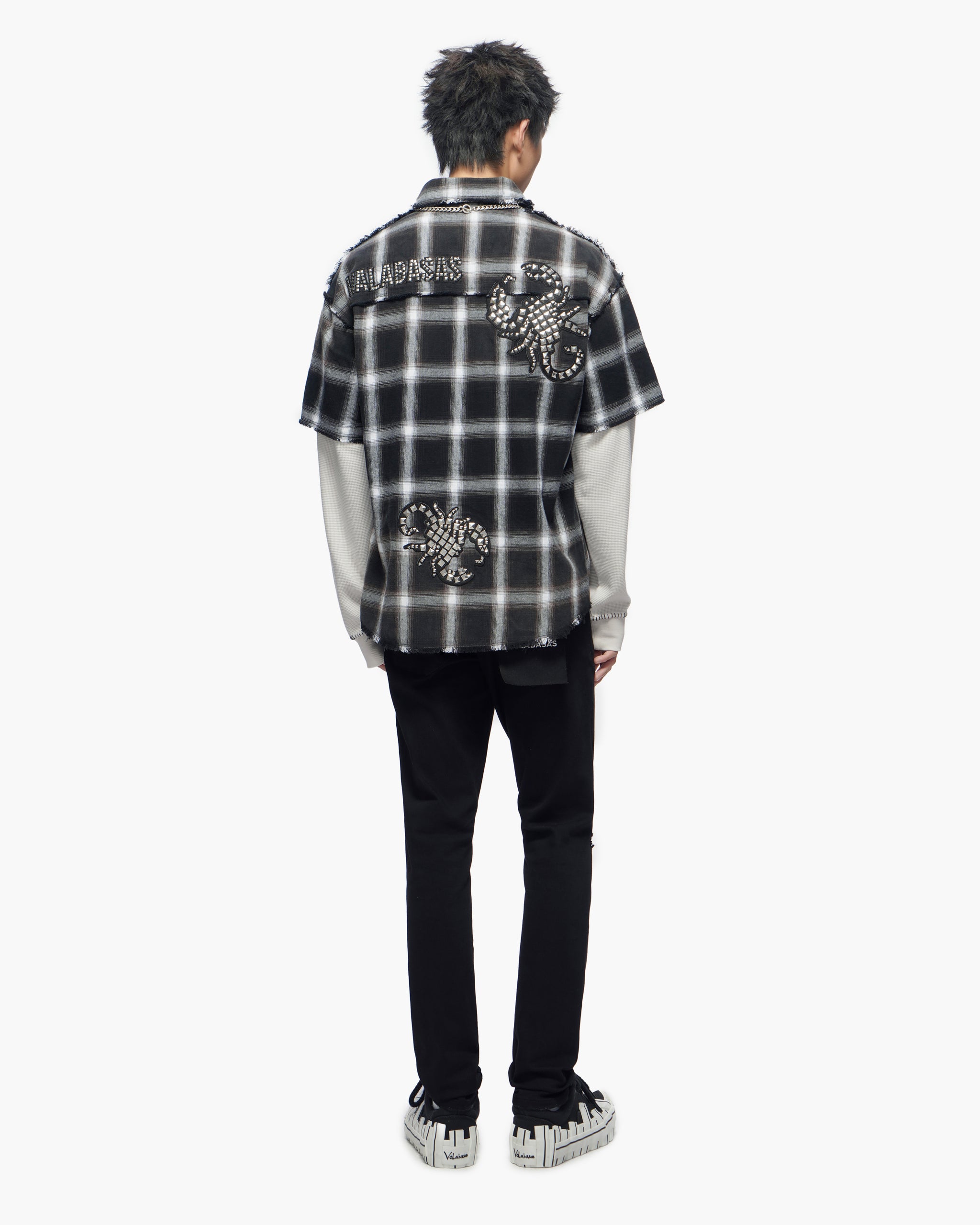 Lumberjack Layered Flannel Shirt Black White