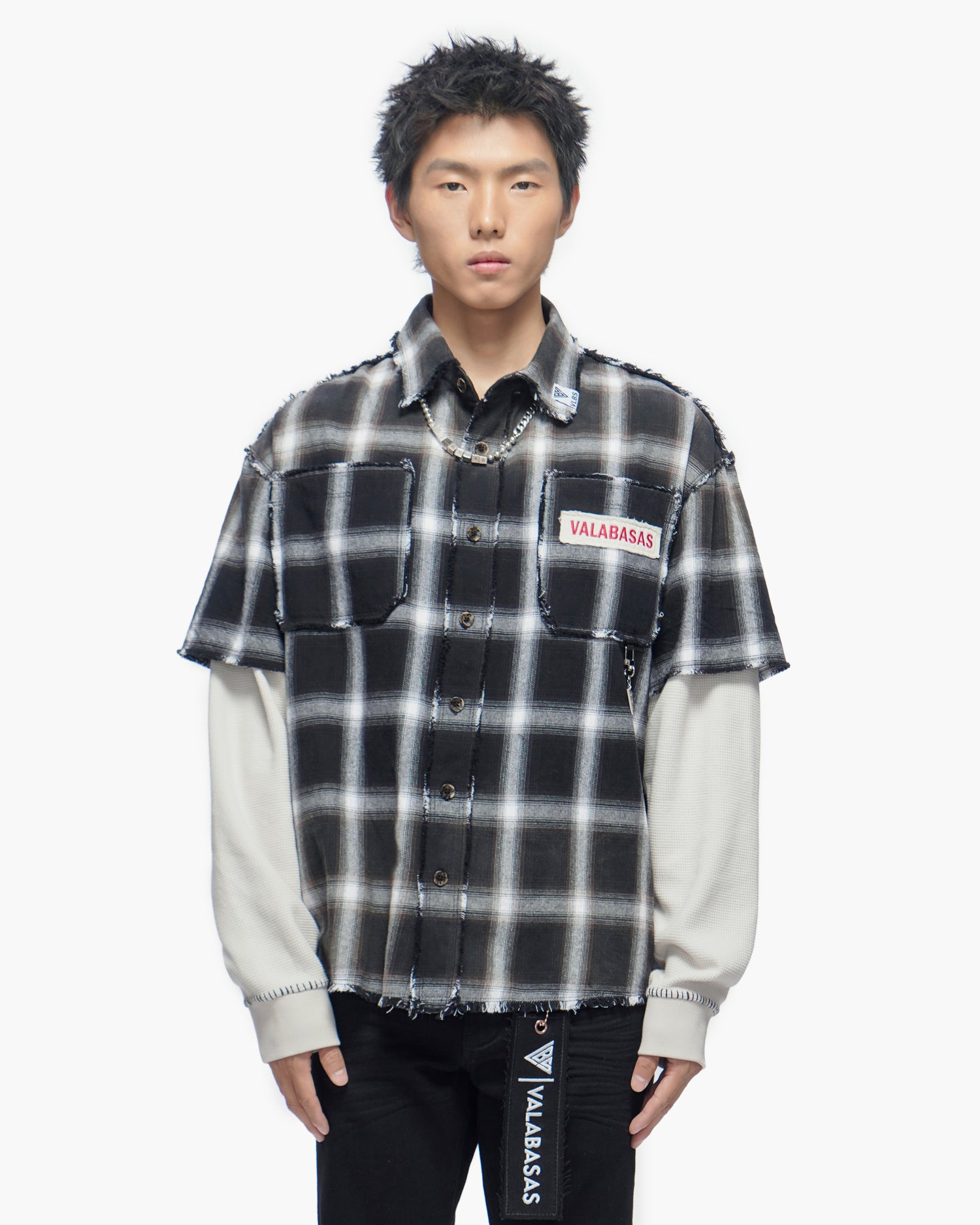 Lumberjack Layered Flannel Shirt Black White