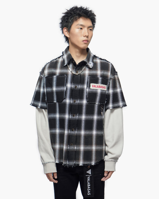 Lumberjack Layered Flannel Shirt Black White
