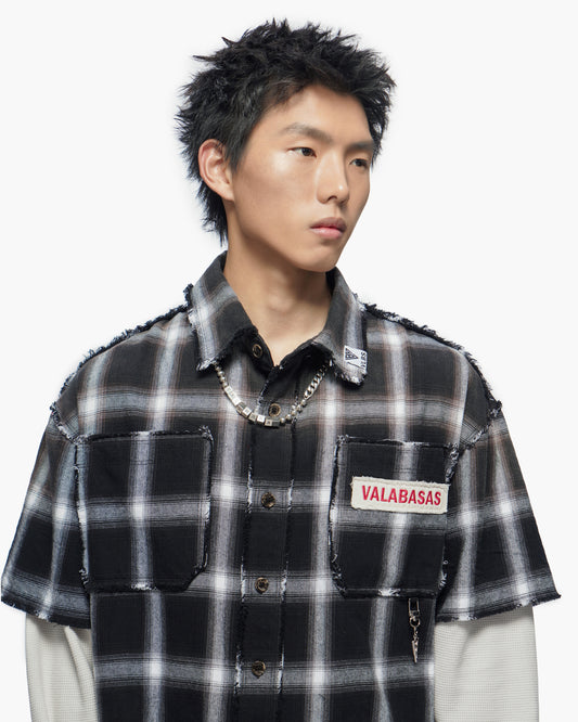 Lumberjack Layered Flannel Shirt Black White