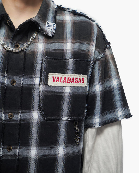 Lumberjack Layered Flannel Shirt Black White