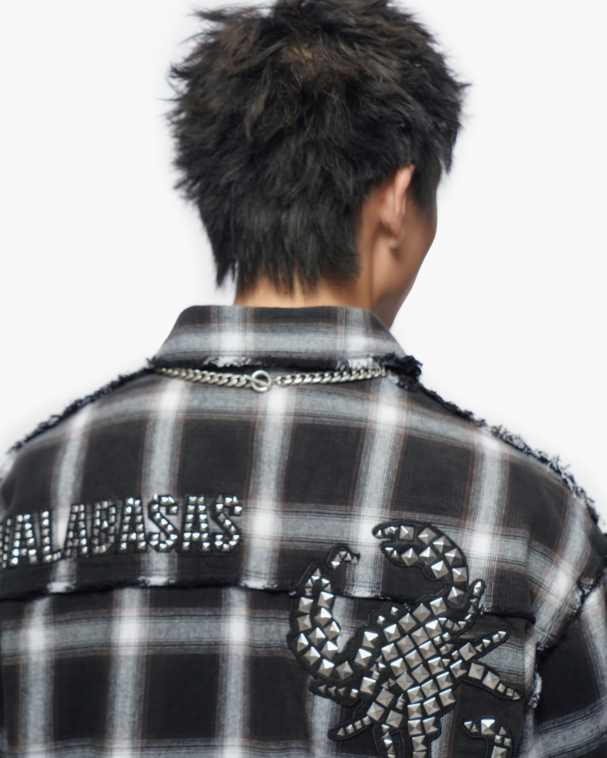Lumberjack Layered Flannel Shirt Black White
