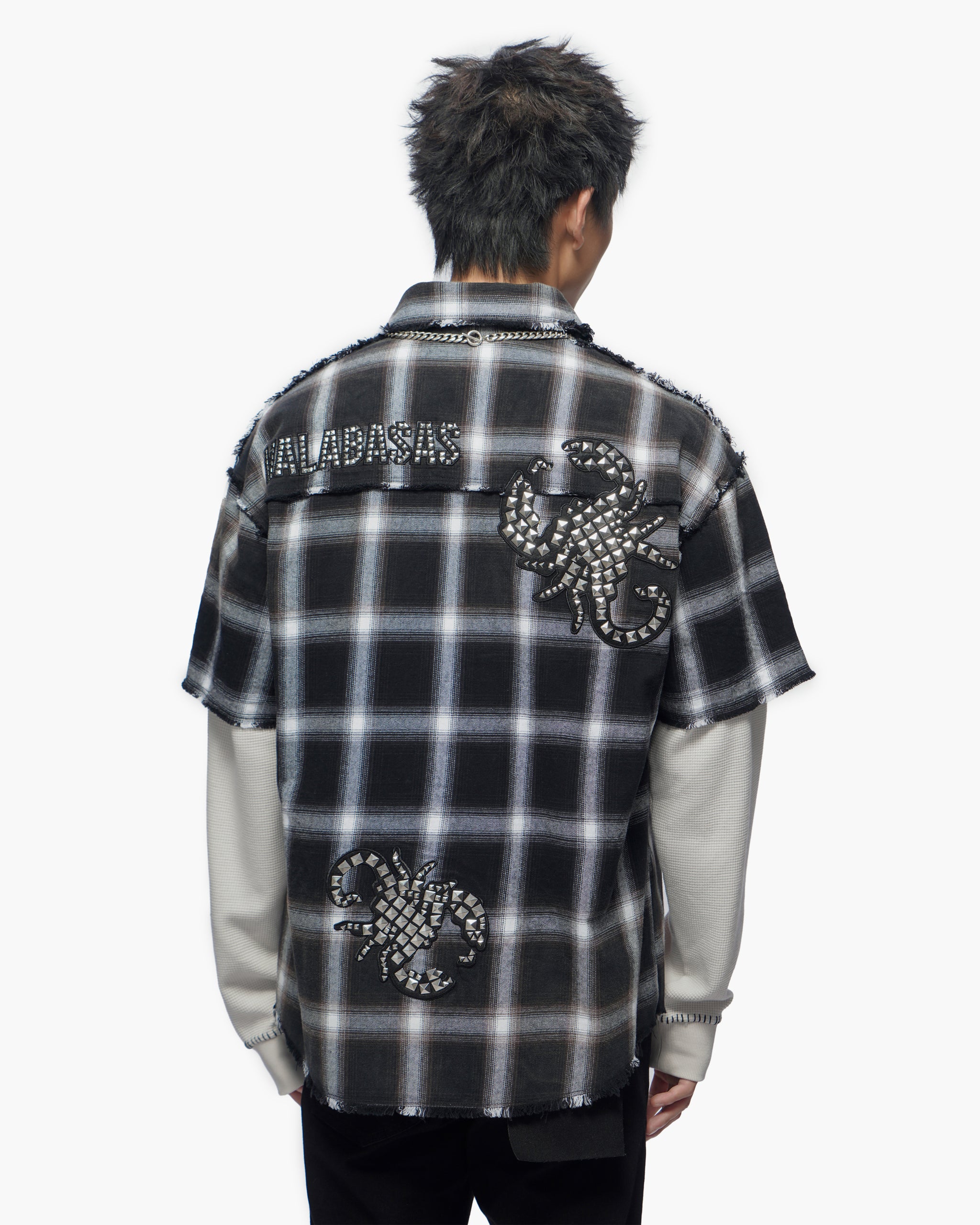 Lumberjack Layered Flannel Shirt Black White