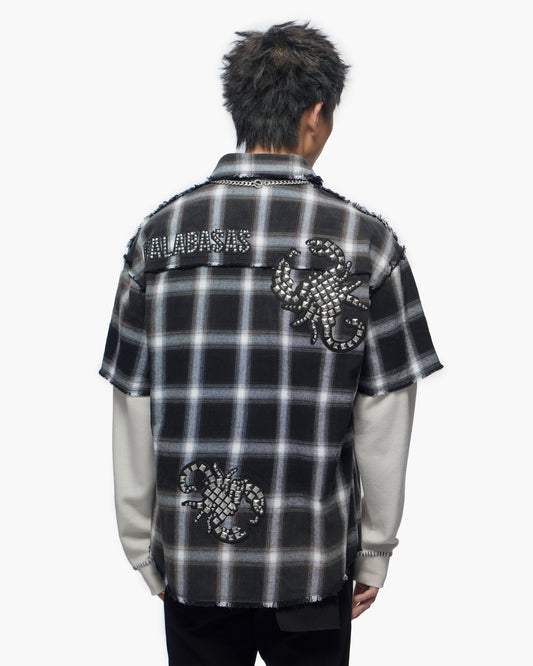 Lumberjack Layered Flannel Shirt Black White