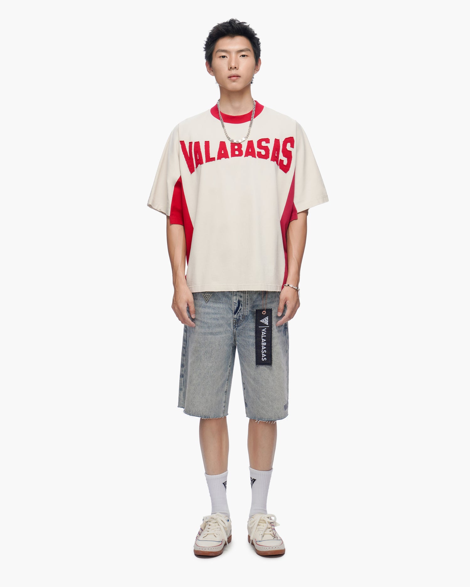 Seam Stitch Cream Red Tee