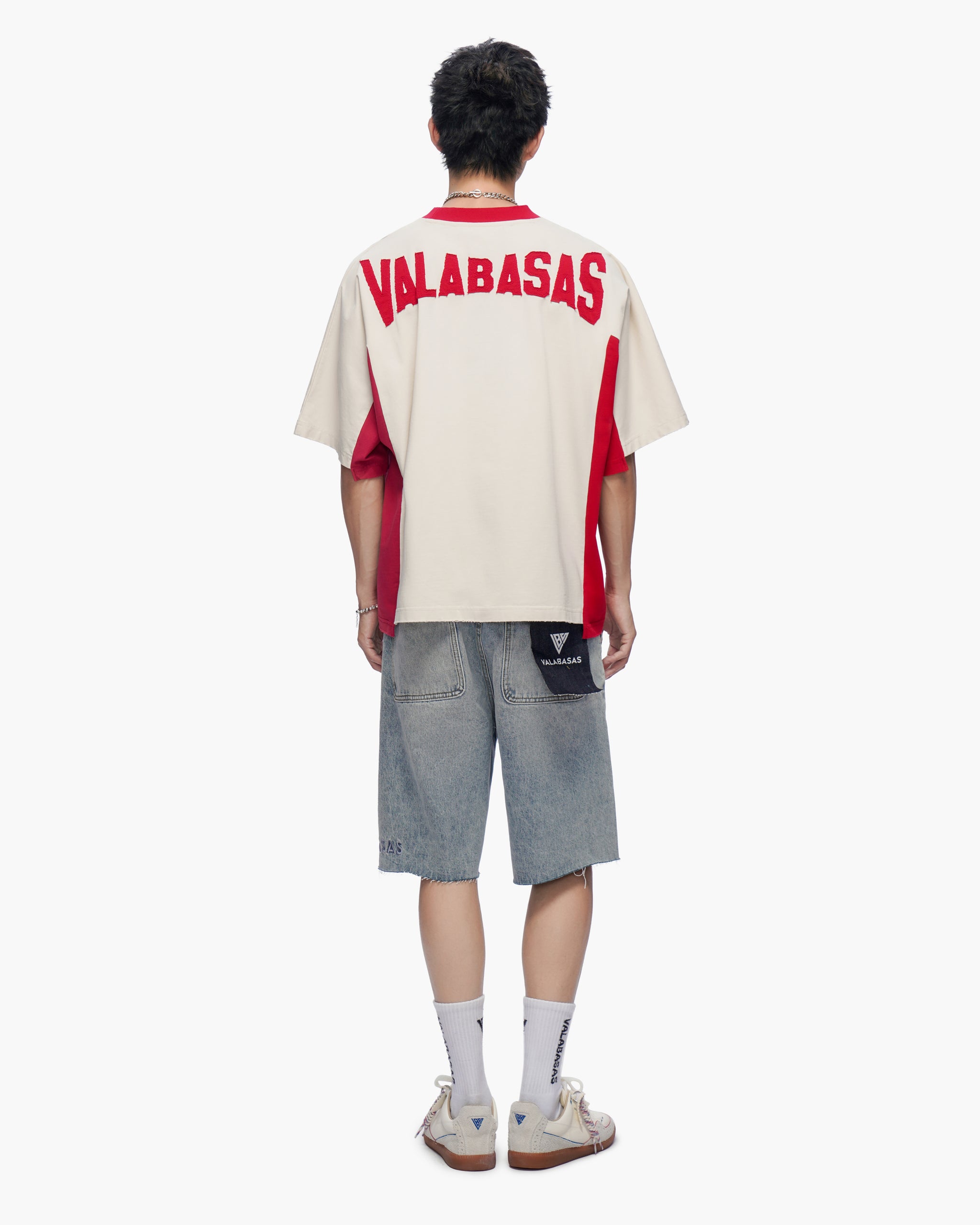 Seam Stitch Cream Red Tee
