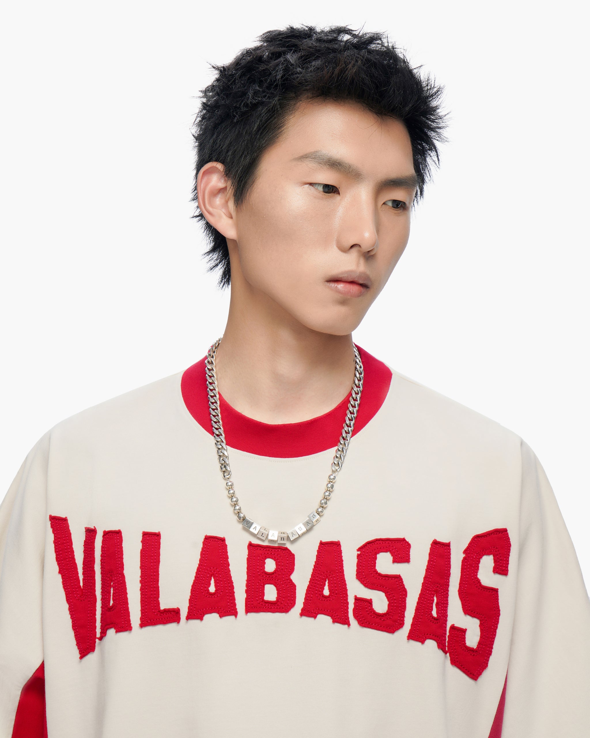 Seam Stitch Cream Red Tee