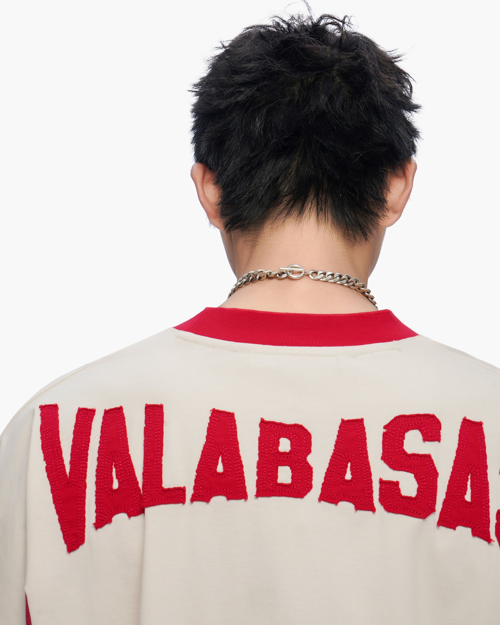Seam Stitch Cream Red Tee