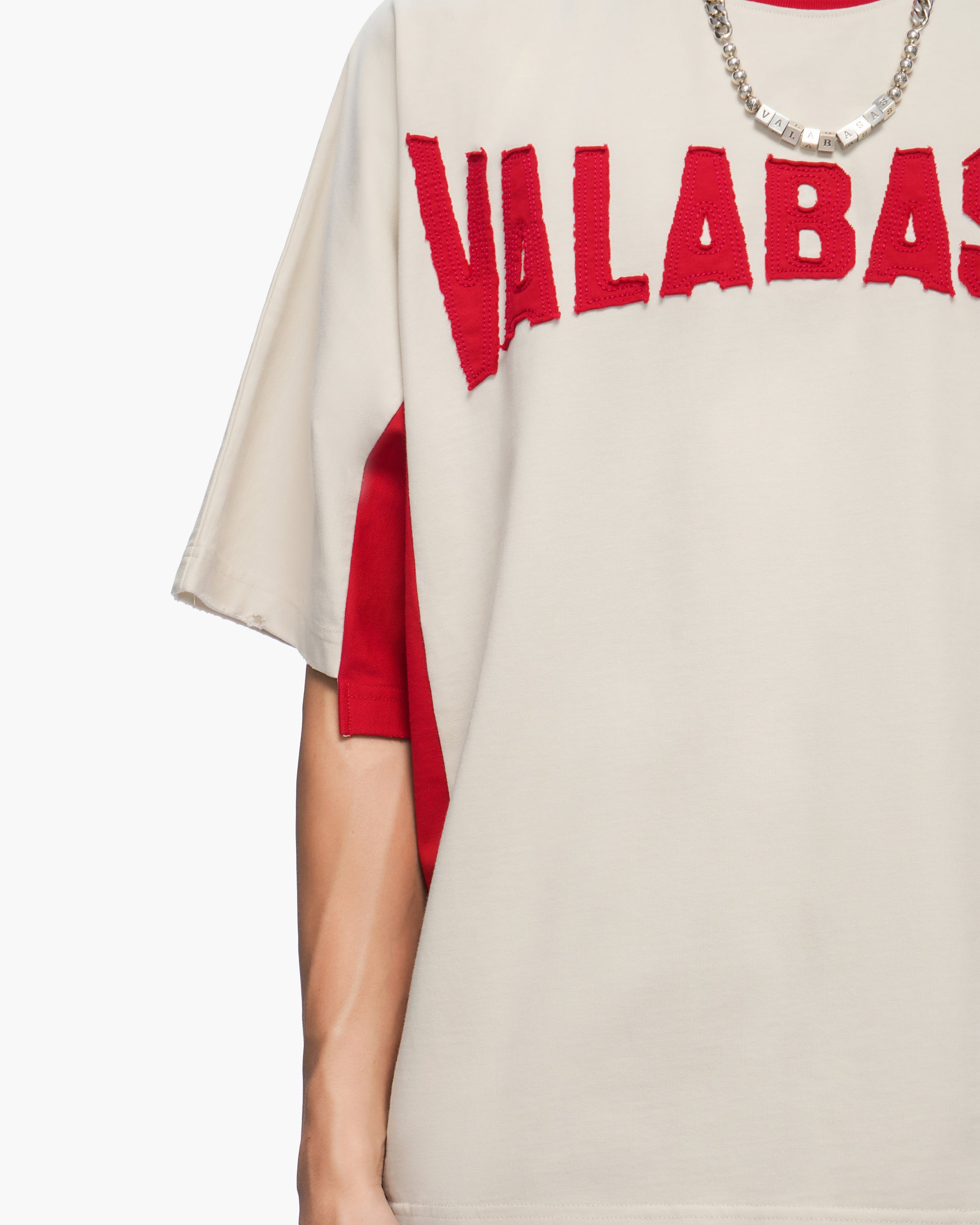 Seam Stitch Cream Red Tee